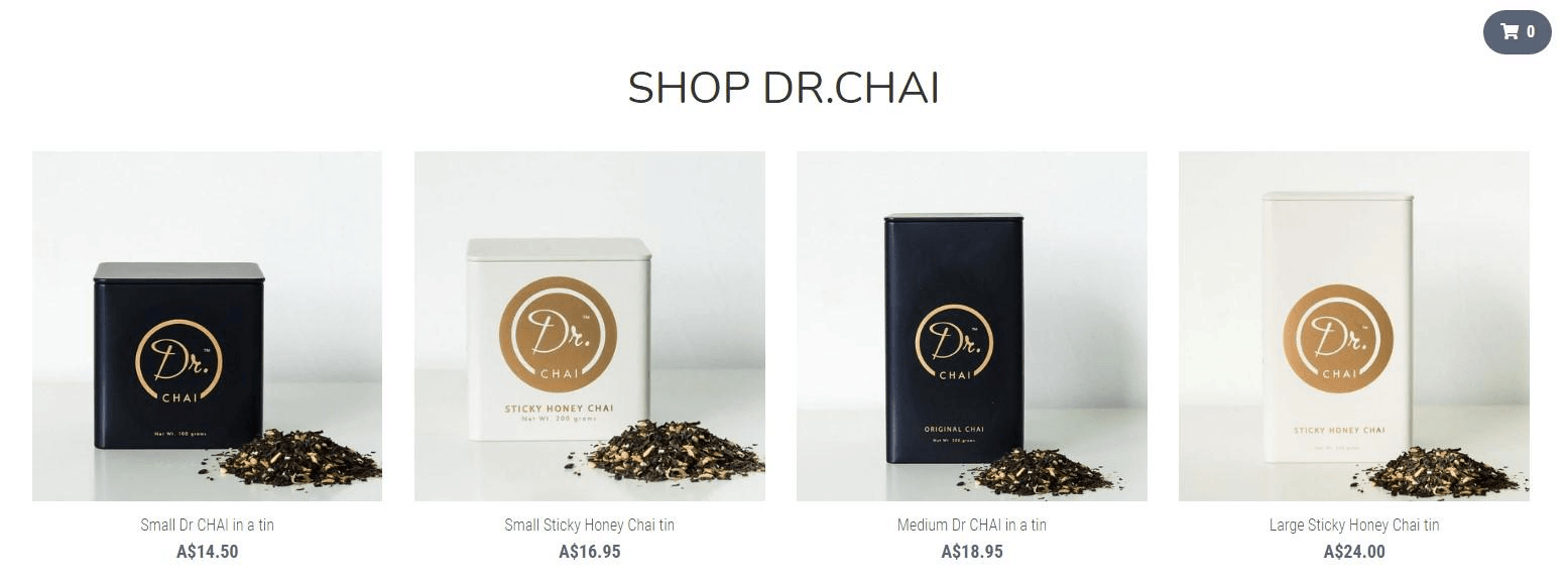 Dr Chai Tea精緻電子商務網站主頁面 Dr Chai Tea精緻電子商務網站主頁面